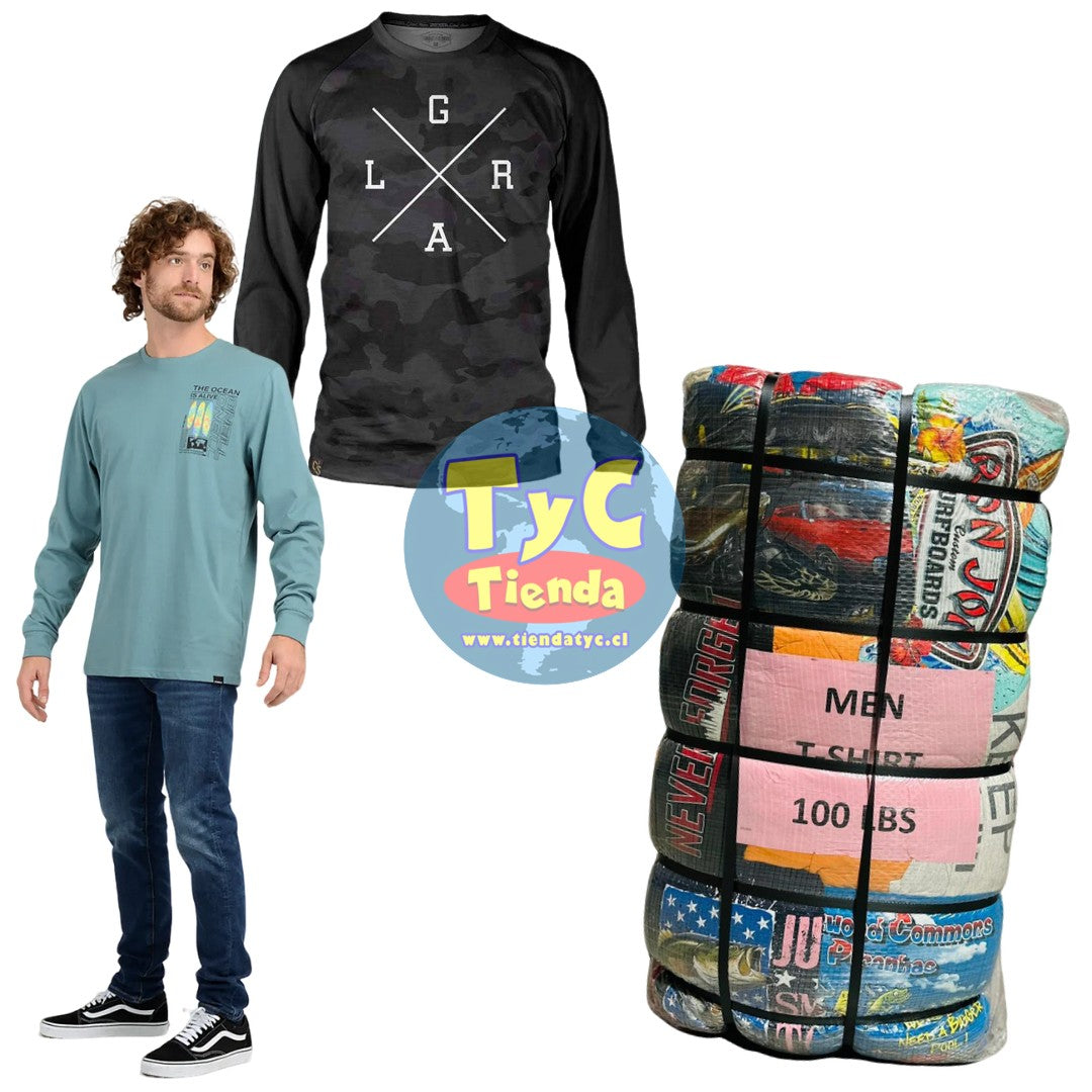 Fardo poleras Hombre Manga Larga 45kg Premium